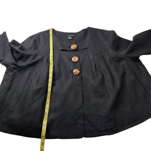 Sandro Women's 100%Linen Vintage Cutout Charcoal Swing Coat Jacket Blazer 1X - Picture 11 of 16